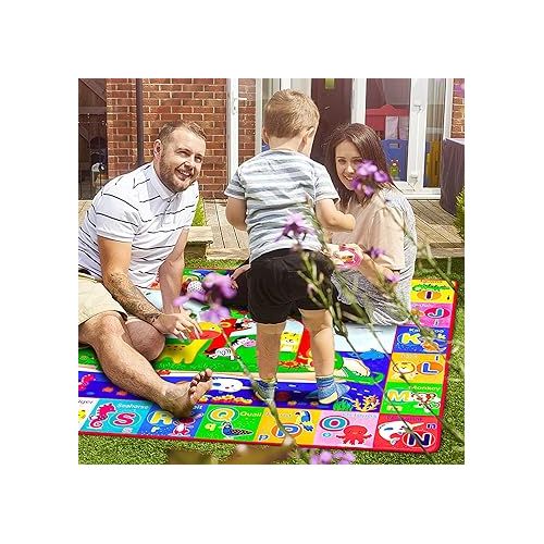  teytoy Baby Cotton Play Mat, Crawling Mat for Floor Mat Large Super Soft Extra Thick (0.6cm), Plush Surface Foldable Non-Slip Non-Toxic