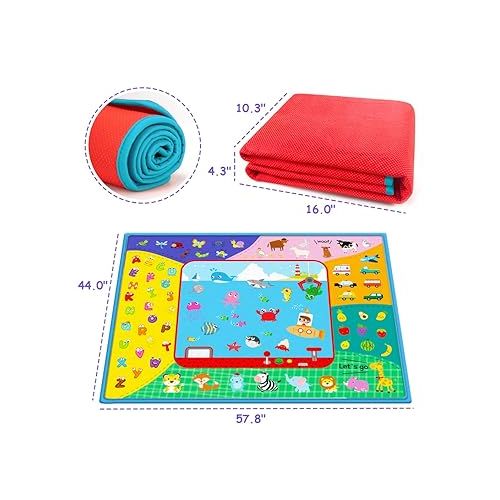  Baby Crawling Mat,Baby Play Mat for Floor,Large Cotton Educational Tummy Time Mat, Foldable Non-Slip Super Soft Padded Baby Playmat for Playing Area Rug Gym Activity for Infants Toddlers Boys Girls