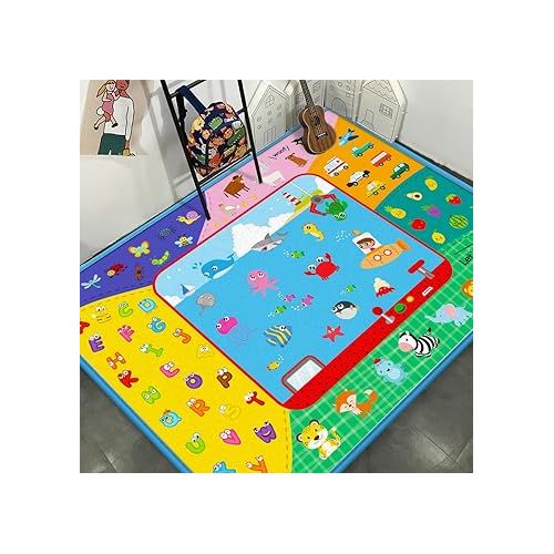  Baby Crawling Mat,Baby Play Mat for Floor,Large Cotton Educational Tummy Time Mat, Foldable Non-Slip Super Soft Padded Baby Playmat for Playing Area Rug Gym Activity for Infants Toddlers Boys Girls