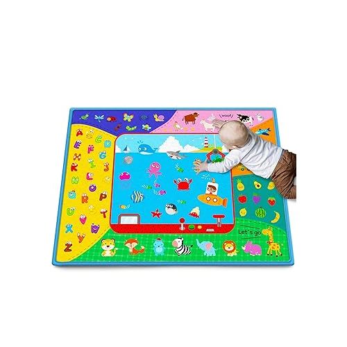  Baby Crawling Mat,Baby Play Mat for Floor,Large Cotton Educational Tummy Time Mat, Foldable Non-Slip Super Soft Padded Baby Playmat for Playing Area Rug Gym Activity for Infants Toddlers Boys Girls