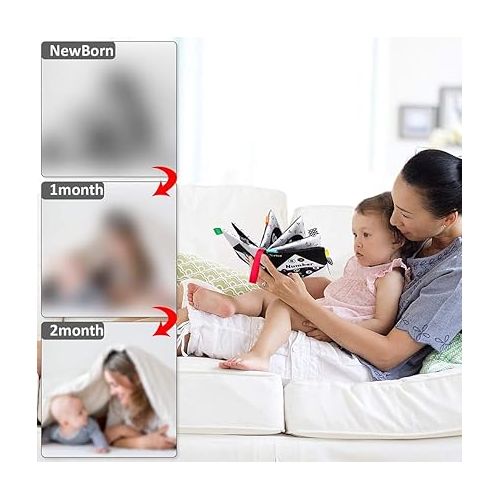  teytoy Baby Soft Cloth Book Set 6 PCS, Black and White High Contrast Baby Activity Crinkle Books for 0 3 6 9 12 Months Newborn Infants Babies Boys and Girls Early Educational Learning Toys