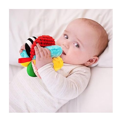  8-in-1 Sensory Balls for Infant Toddlers,Rainbow Fabric Baby Toy for Sensory Development,Montessori Toys for Babies 6-12 Months,8 Different Sensory Tactile Textures with Crinkle Rattle Squeakers