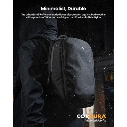  tomtoc Laptop Backpack Minimalist Daypack, UrbanEX-T65, A City Pack for Daily Commute Work, Water-resistant, Cordura Ballistic Nylon, 20L Fits 15.6-inch Notebook, Black