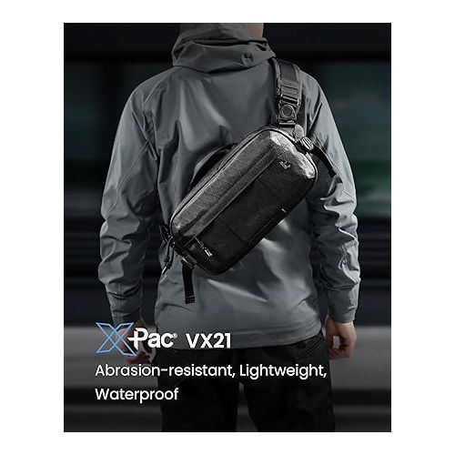  tomtoc 5.5L X-Pac Sling Bag, Crossbody Bag for Men, Carry Chest Daypack, Water-resistant Shoulder Travel Bag for Steam Deck, ASUS ROG Ally X, DJI OSMO Mobile 6, iPad mini, Urban Techwear, Tactical