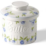 Toptier Butter Crock for Counter With Water Line, On Demand Spreadable Butter, Ceramic Butter Keeper to Leave On Counter, French Butter Dish with Lid, (Yummy Blueberry)