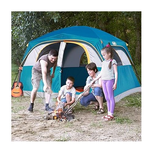  UNP Tents 6 Person Waterproof Windproof Easy Setup,Double Layer Family Camping Tent with 1 Mesh Door & 5 Large Mesh Windows -10'X9'X78in(H)