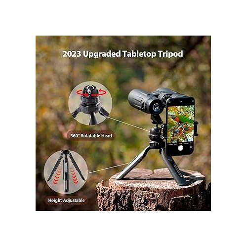  12x42 Binoculars for Adults High Powered with Upgraded Tripod and Phone Adapter - Usogood HD Binoculars with Low Light Vision - Waterproof Binoculars for Bird Watching Cruise Ship Hunting Travel