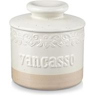 vancasso Sabine Beige Butter Crock with Lid, Butter Keeper Crock with Water Line