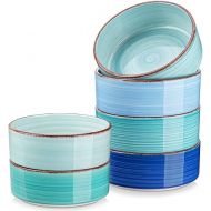 vancasso Bonita Soup Bowls Set - 16 Oz Cereal Bowl of 6, 5 Inch Ceramic Bowls for Kitchen, Dishwasher and Microwave Safe, Blue