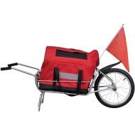 vidaXL Single-Wheel Bike Cargo Trailer and Hand Trolley with Red/Black Storage Bag, Load Up to 88.2 lb, Steel, 56.3