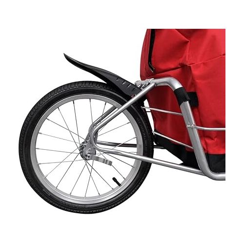  vidaXL Single-Wheel Bike Cargo Trailer and Hand Trolley with Red/Black Storage Bag, Load Up to 88.2 lb, Steel, 56.3