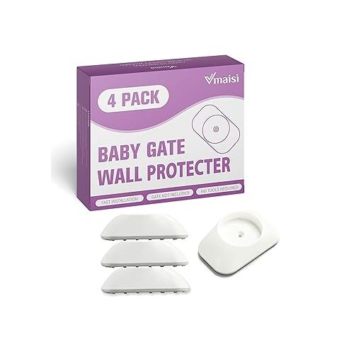  Vmaisi Baby Gate Wall Cup Protector Make Pressure Mounted Safety Gates More Stable - Wall Damage-Free - Fit for Doorway, Door Frame, Baseboard - Work on Dog & Pet Gates (White)