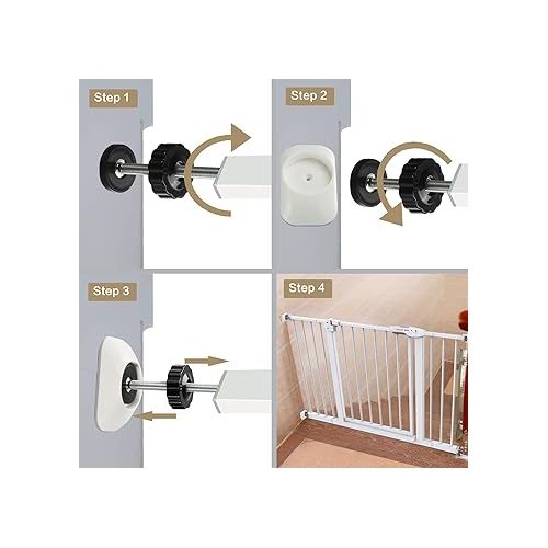  Vmaisi Baby Gate Wall Cup Protector Make Pressure Mounted Safety Gates More Stable - Wall Damage-Free - Fit for Doorway, Door Frame, Baseboard - Work on Dog & Pet Gates (White)