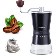 Vzaahu Stainless Steel Manual Coffee Grinder Conical Burr Capacity 2.5oz/4 Cups Bean, 15 External Adjustable Setting, Quiet Hand Coffee Bean Mill for Aeropress, Drip Coffee, Espresso, French Press