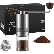 Vzaahu Manual Coffee Grinder with Lid Stainless Steel Fast Grind Conical Burr with Adjustable External Setting Coffee Lover Gift - Travel Portable Hand Grinder for Aeropress Espresso French Press