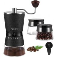 Vzaahu Manual Coffee Grinder with Stainless Steel Conical Burr Black Rock Texture 15 External Adjustable Settings 70g Coffee Bean Large Hopper Hand Spice Mill for Aeropress Drip Coffee Espresso French
