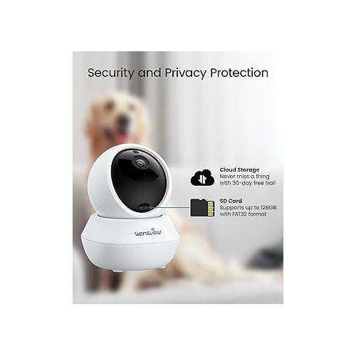  wansview Security Camera Indoor Wireless for Pet 2K Cameras for Home Security with Phone app and Motion Detection,Cat/Dog/Nanny/Baby camera with Pan Tilt, SD Card & Cloud Storage, Works with Alexa