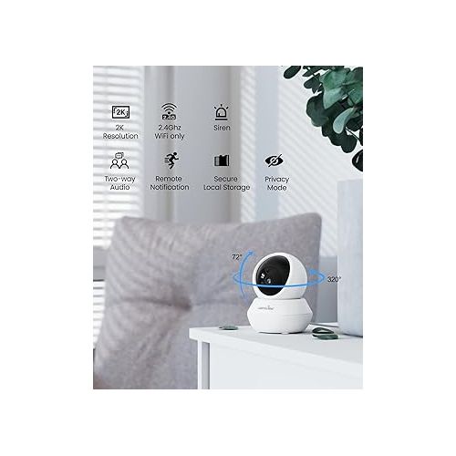  wansview Security Camera Indoor Wireless for Pet 2K Cameras for Home Security with Phone app and Motion Detection,Cat/Dog/Nanny/Baby camera with Pan Tilt, SD Card & Cloud Storage, Works with Alexa