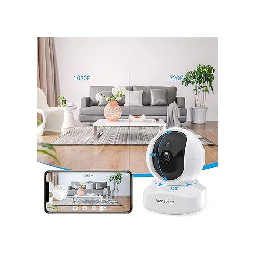  Home Security Camera, Baby Camera, 2K wansview WiFi Camera for Pet/Nanny, Motion Alerts, 2 Way Audio, Night Vision, Compatible with Alexa Echo Show, with TF Card Slot and Cloud