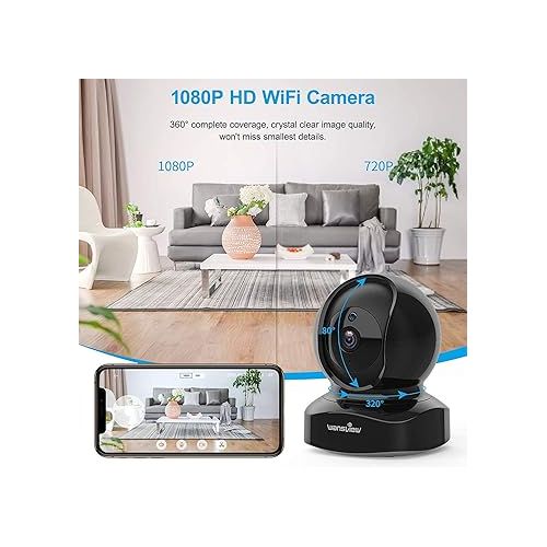  Wansview Security Camera, IP Camera 2K, WiFi Home Indoor Camera for Baby/Pet/Nanny, 2 Way Audio Night Vision, Works with Alexa, with TF Card Slot and Cloud