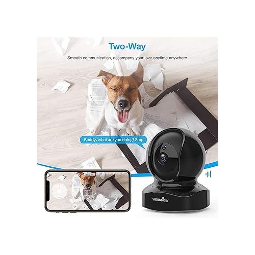  Wansview Security Camera, IP Camera 2K, WiFi Home Indoor Camera for Baby/Pet/Nanny, 2 Way Audio Night Vision, Works with Alexa, with TF Card Slot and Cloud