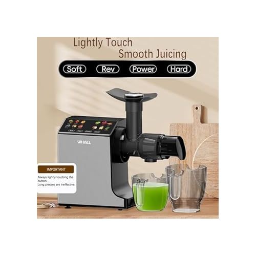  whall Masticating Slow Juicer, Professional Stainless Juicer Machines for Vegetable and Fruit, Touchscreen Cold Press Juicer with 2 Speed Modes