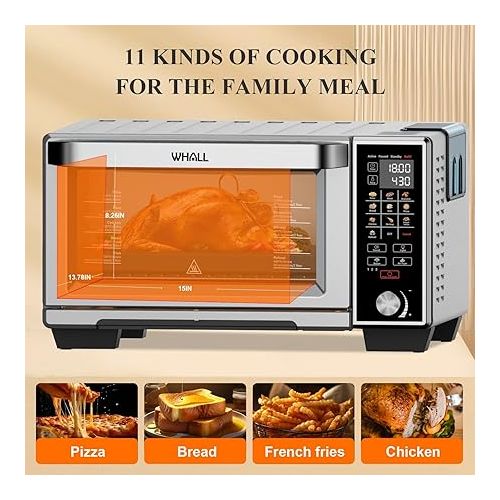  WHALL Toaster Oven, Max XL Large 30-Quart Smart Oven,11 function Toaster Oven Countertop with Steam Function,12-inch Pizza/1700W