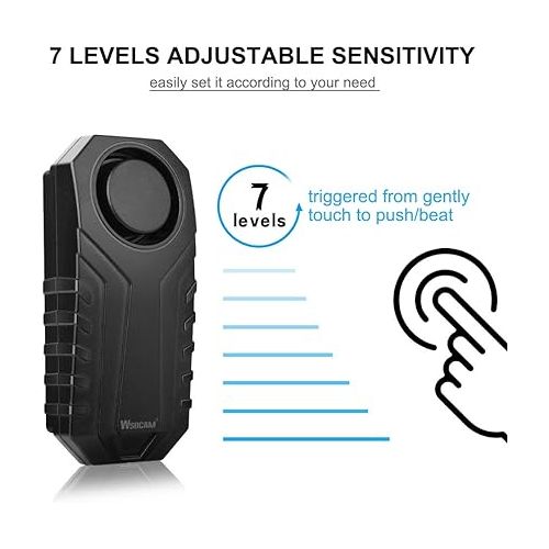  Wsdcam 113dB Bike Alarm Wireless Vibration Motion Sensor Waterproof Motorcycle Alarm with Remote