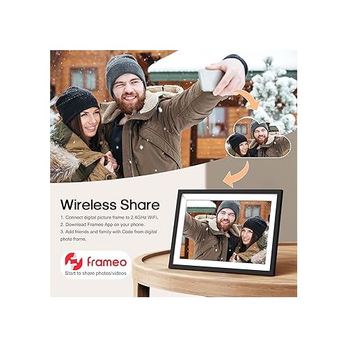  Digital Picture Frame 10.1 Inch, Frameo Digital Frame WiFi with 64GB Large Storage,1280 x 800 HD IPS Touch Screen, Electronic Picture Frame, Auto-Rotate and Slideshow, Share Photo & Video Instantly