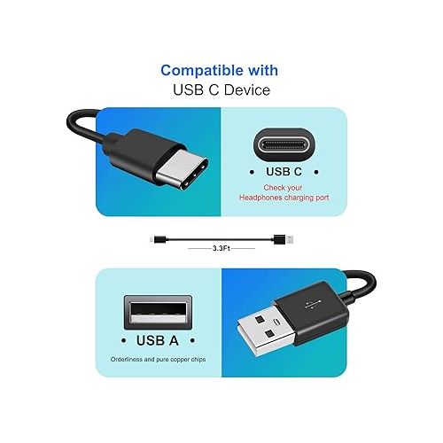  Replacement USB C Wall Charger Charging Cable Cord for Marshall Stockwell II, Marshall Emberton ii, Marshall Major IV, Motif, Minor III, Mode II Headphone, Zamkol ZK106 ZK306 ZK606 Pro, W-King Speaker