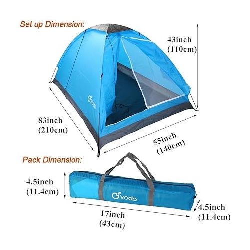  yodo Lightweight 2 Person Camping Backpacking Tent with Carry Bag, Multi