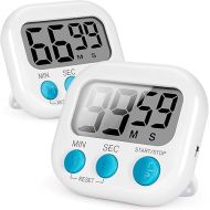 Kitchen Timer (Battery Included), Magnetic Digital Timers Loud Alarm Kitchen Timers for Cooking 2 Pack White, Upgrade Silent Classroom Timer for Kids, Back Stand for Visual Timer