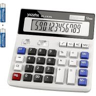 Desk Calculator 12 Digit Extra Large 4.3-Inch LCD Display, Two Way Power Battery and Solar Calculators Desktop, Big Buttons Easy to Press Used as Office Calculators for Desk