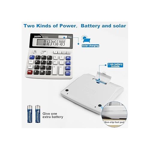  Desk Calculator 12 Digit Extra Large 4.3-Inch LCD Display, Two Way Power Battery and Solar Calculators Desktop, Big Buttons Easy to Press Used as Office Calculators for Desk