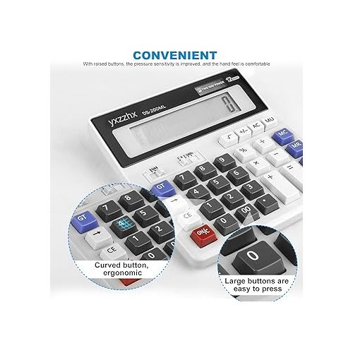  Desk Calculator 12 Digit Extra Large 4.3-Inch LCD Display, Two Way Power Battery and Solar Calculators Desktop, Big Buttons Easy to Press Used as Office Calculators for Desk