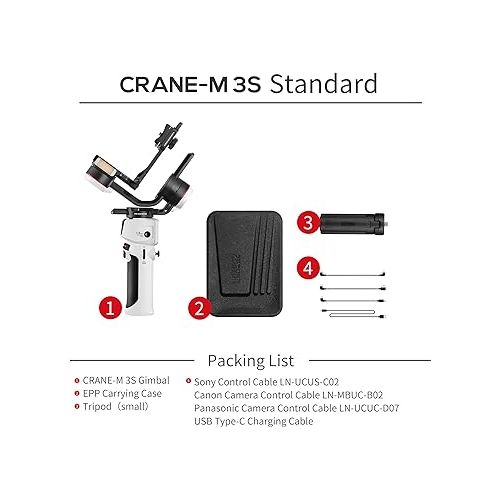  Zhiyun Crane M3S Handheld Gimbal 3-Axis Stabilizer All in One Design for Mirrorless Cameras Like Sony,Canon,Smartphone Like iPhone,Sumsung,Action Cameras Like Gopro (Crane M3 Upgrade Version in 2023)