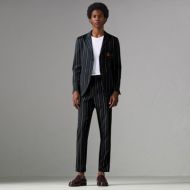 Burberry Striped Wool Cotton Tailored Trousers