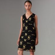 Burberry Archive Logo Embroidered Tulle Shift Dress