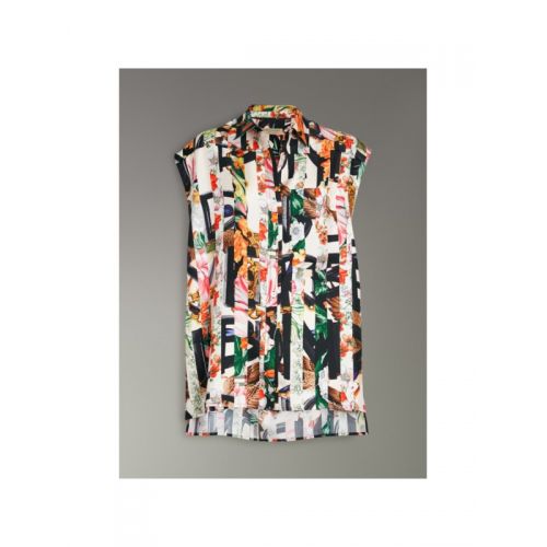 버버리 Burberry Archive Scarf Print Silk Sleeveless Shirt