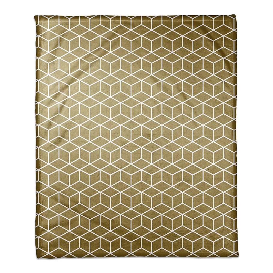 Designs Direct Glam Collection Boxes Throw Blanket in WhiteGold