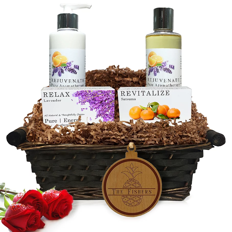 Pure Energy Apothecary Daily Delight Pure Aromatherapy Split Letter Pineapple Gift Basket