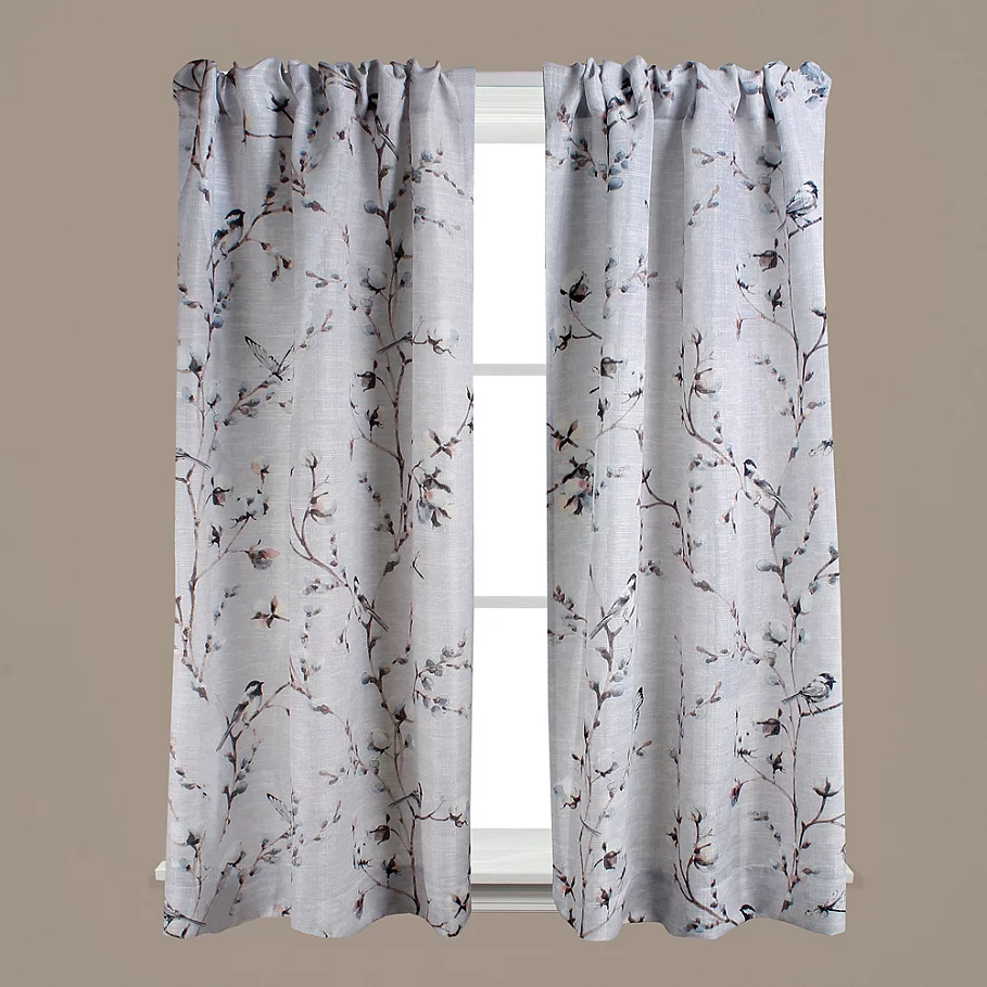 Saturday Knight Willows Rod Pocket Window Curtain Panels in Neutral