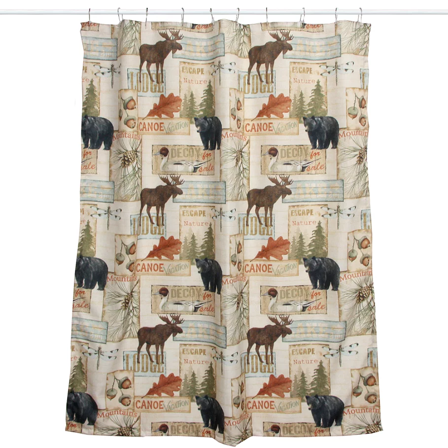 Vintage Outdoors Fabric Shower Curtain