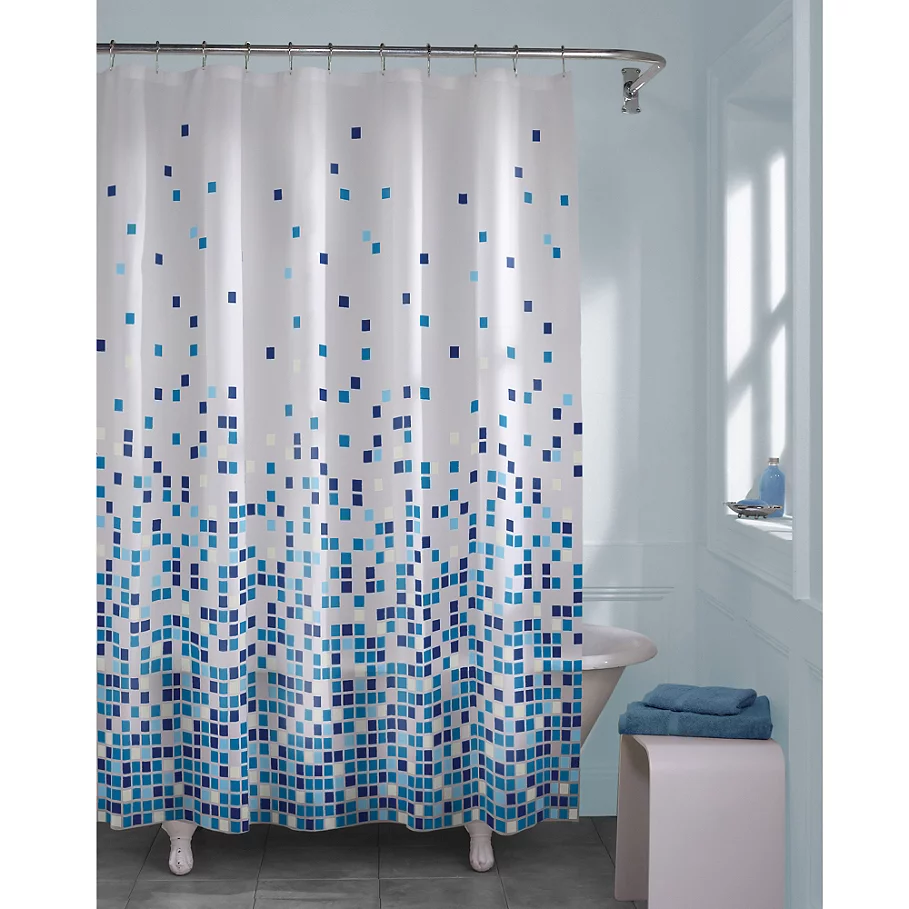 Matrix Geo Shower Curtain in Blue
