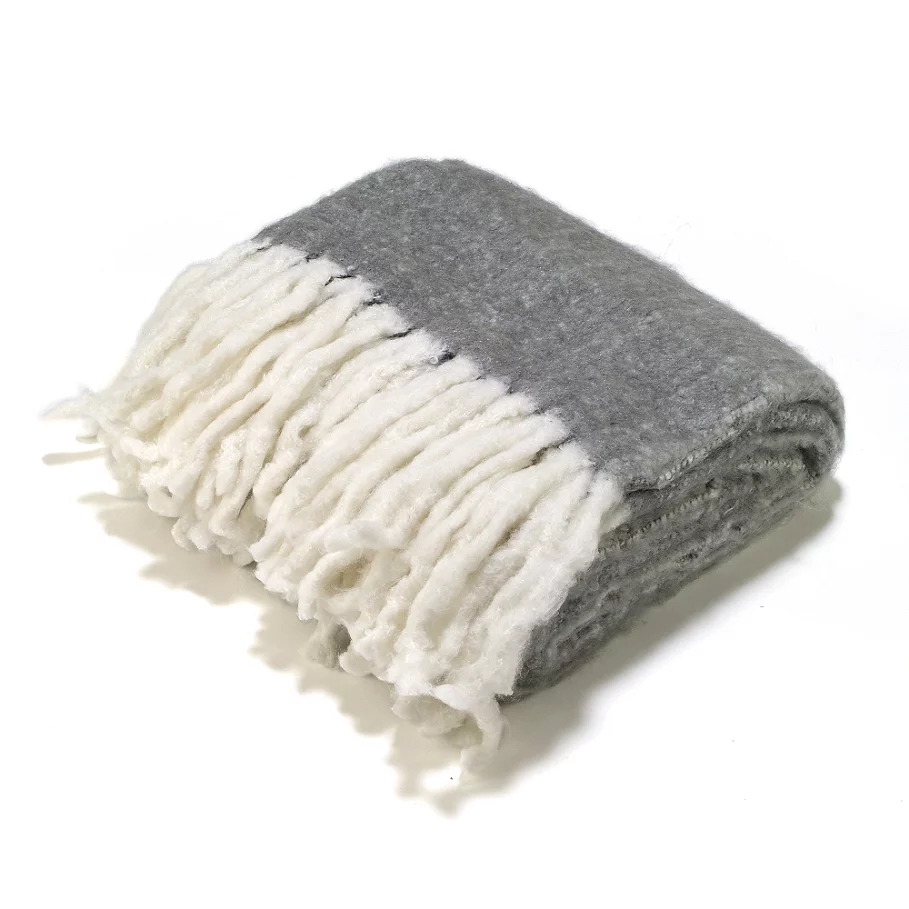 Aura Reversible Wool Blend Throw Blanket