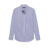 Bananarepublic Petite Riley Tailored-Fit Stripe Shirt with Removable Flower