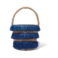 Kayu Lolita mini fringed woven straw tote