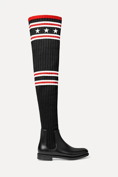Givenchy Storm rubber and ribbed-knit thigh sock boots