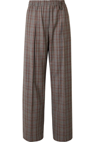Brunello Cucinelli Checked wool-crepe wide-leg pants