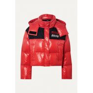 Miu Miu Cropped two-tone quilted shell down jacket